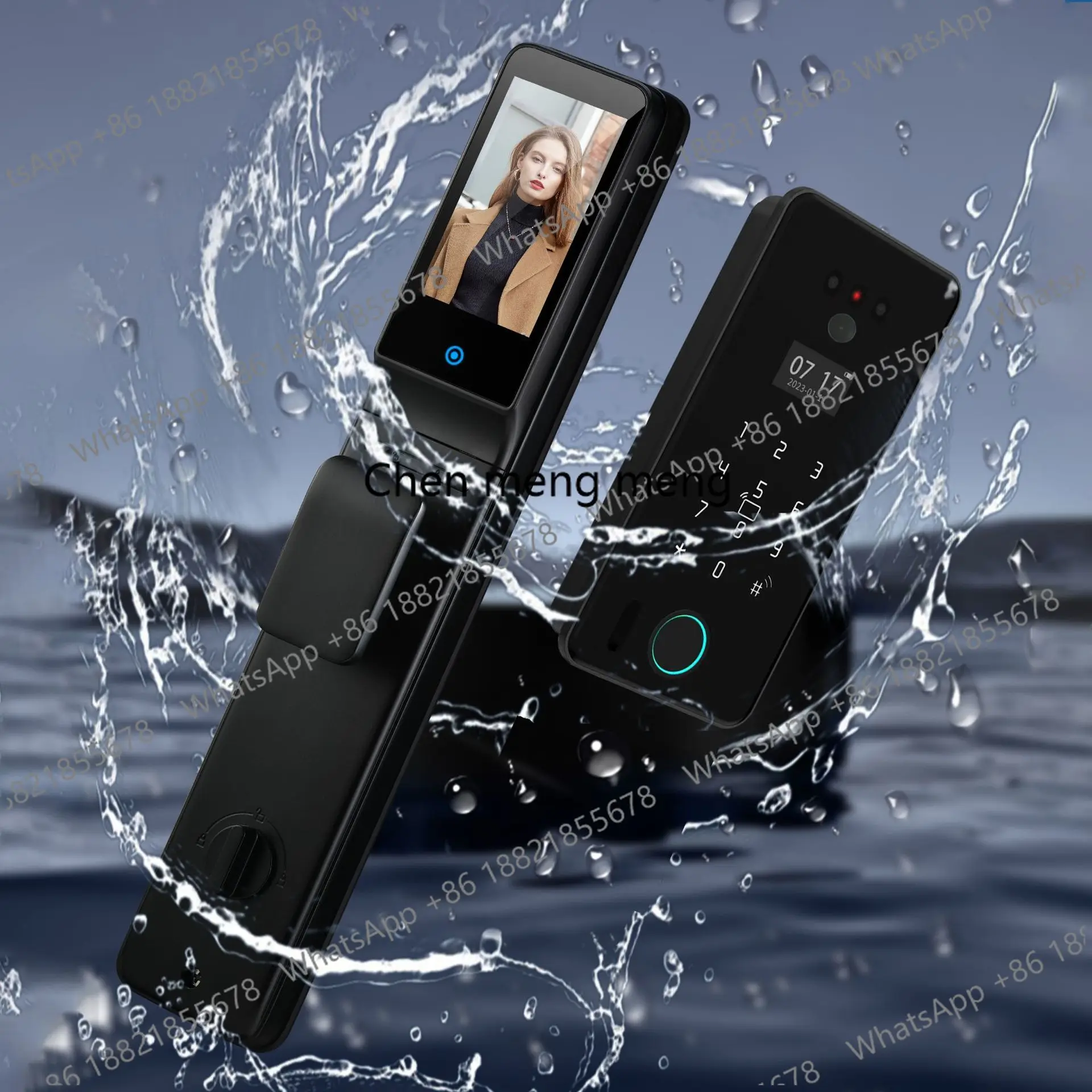 Outdoor courtyard door waterproof embedded fingerprint lock facial recognition visual cat eye password lock