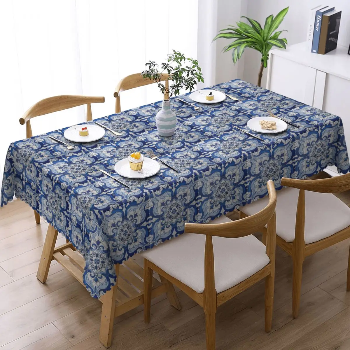 Azulejo Lisbon Azulejos Lisboa Customized Rectangular Tablecloth Oilproof Table Cover for Dining Events Table Cloth