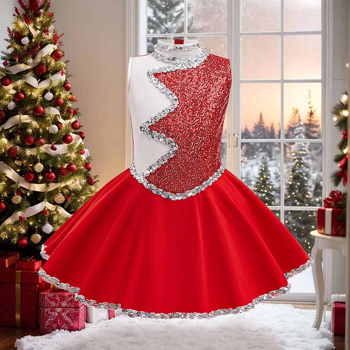 الأطفال الباليه تنورة الفتيات أزياء الرقص الترتر فستان للفتيات عيد الميلاد السنة الجديدة الرسمية مساء ثوب أداء الجاز #1