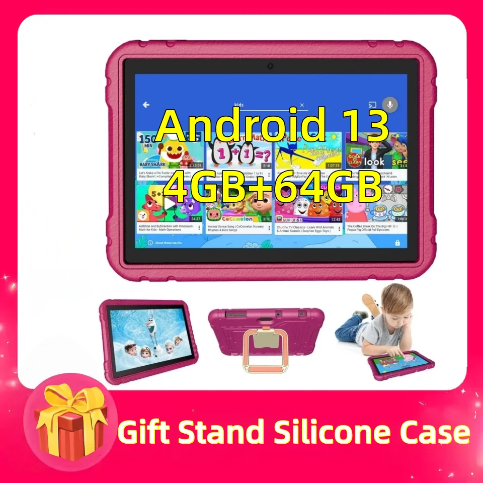 

Лидер продаж, 10,1-дюймовый планшет Android 13 для детей, подарочный силиконовый чехол Type-C, 4 ГБ ОЗУ, 64 ГБ ПЗУ, Allwinner A523, 8-ядерный процессор, 6000 мАч