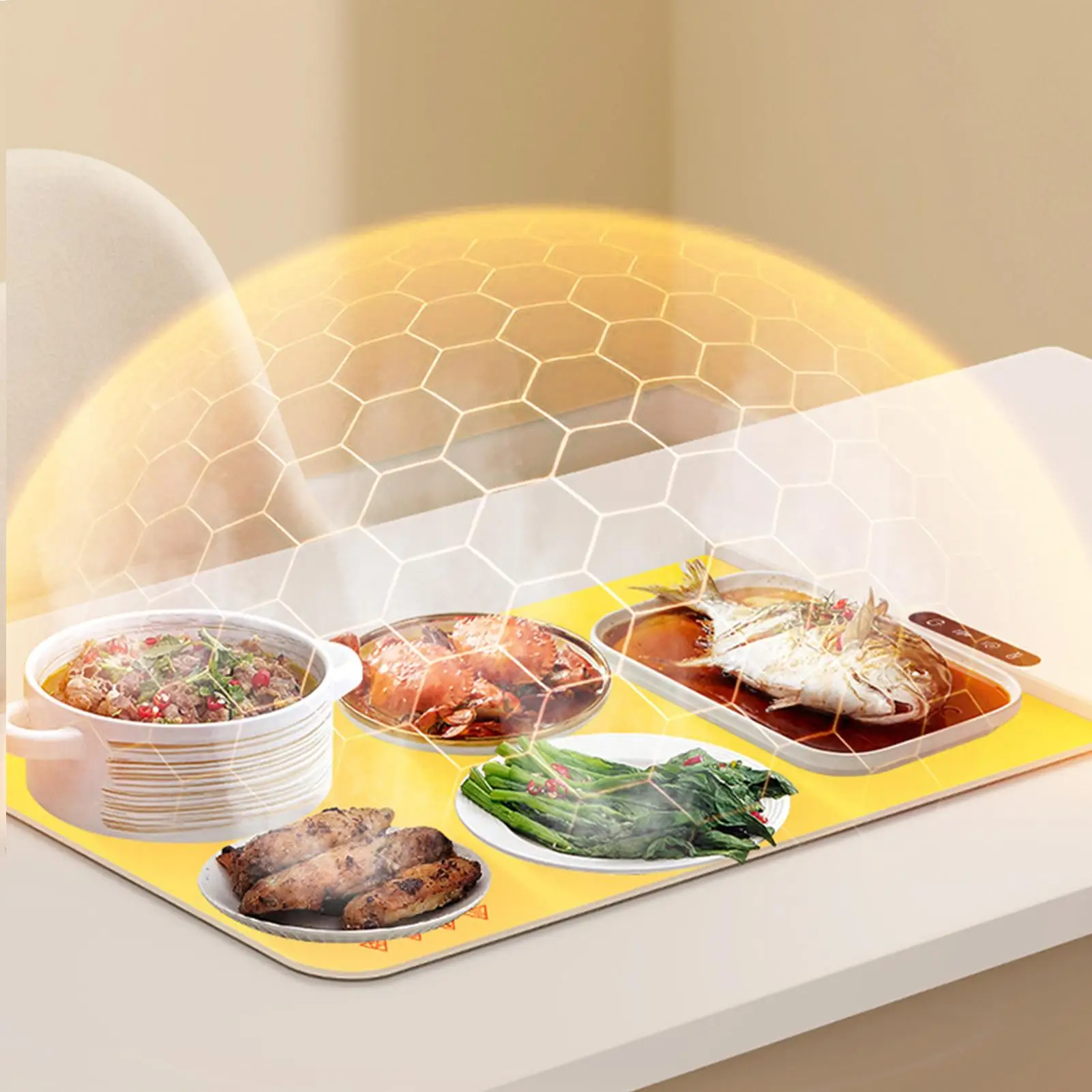 Picture 5: Electric Warming Tray Foldable Food Warmer Mat with 6 Tem Setting Fast Full Surface Heating Portable Electric Food Warming Tray