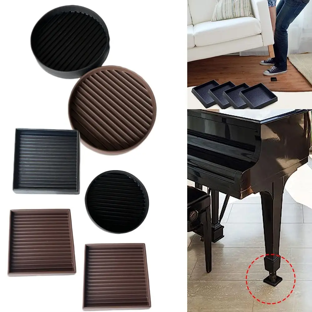 4 Buah/Set Bantalan Furnitur Anti Selip Sumbat Kaki Kursi Sofa Tempat Tidur Cangkir Kastor Furnitur Karet Bulat Persegi