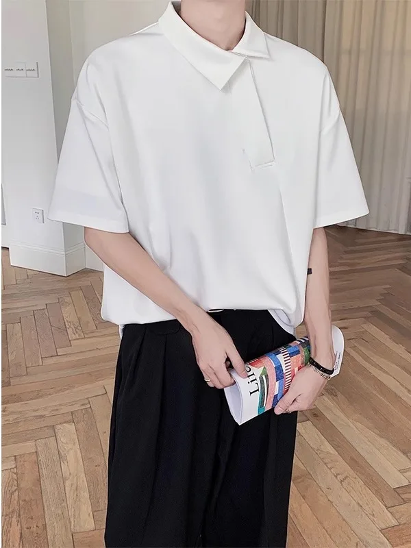 

Мужская модная рубашка TANGZ STUDIO с асимметричным воротником, летняя, трендовая, премиум-класса, с эффектом высокого качества.