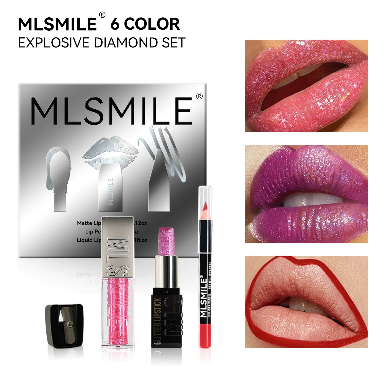 

3pcs Lipstick Set 3.6g Matte Lipstick, 1g Lip Pencil, 3ml Liquid Lipstick Ultra-shiny Wet Finish Softens and Smooths Lip Lines