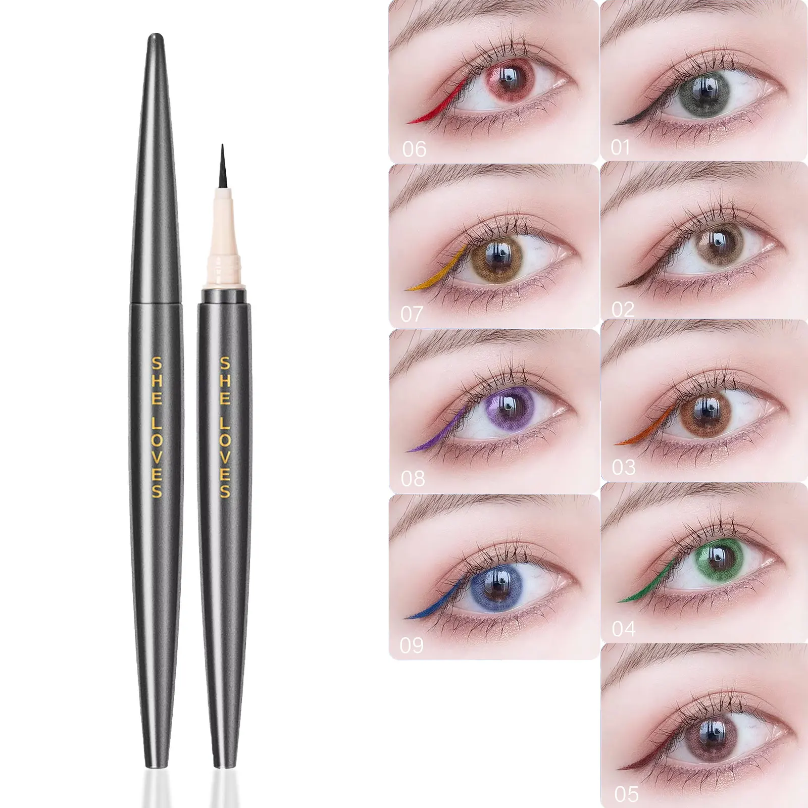 

9 Colers Waterproof Non-smudge Liquid Eyeliner Black Brown Extra-fine Lower Lash Liquid Eye Liner Pencil Eyes Makeup Cosmetic