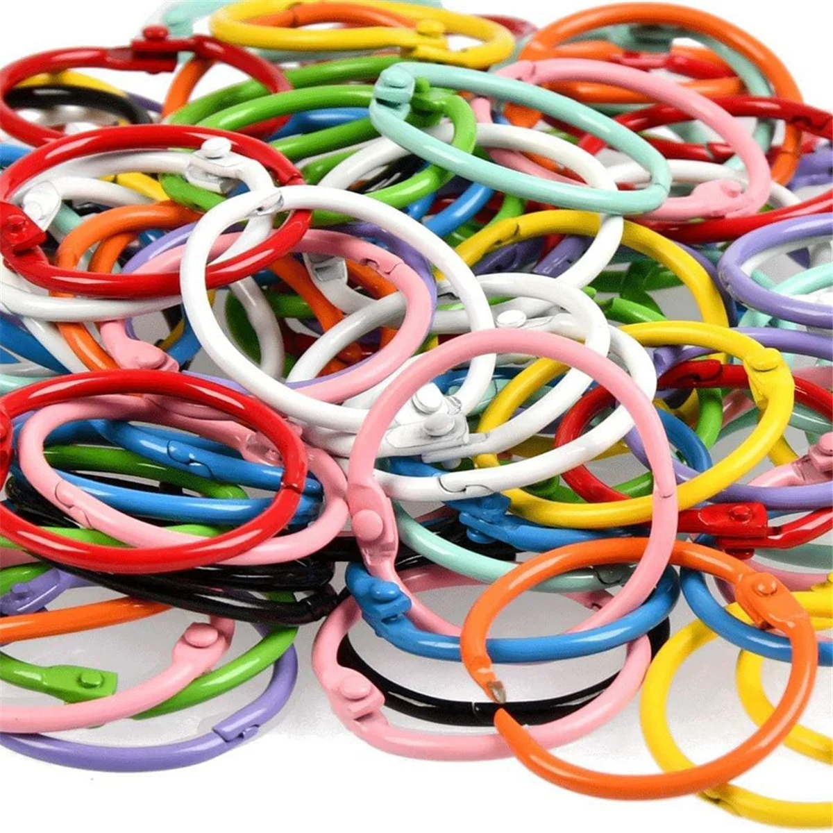 ELBA_100Pcs Colorful Book Loose Leaf Binder Rings - 3cm Metal