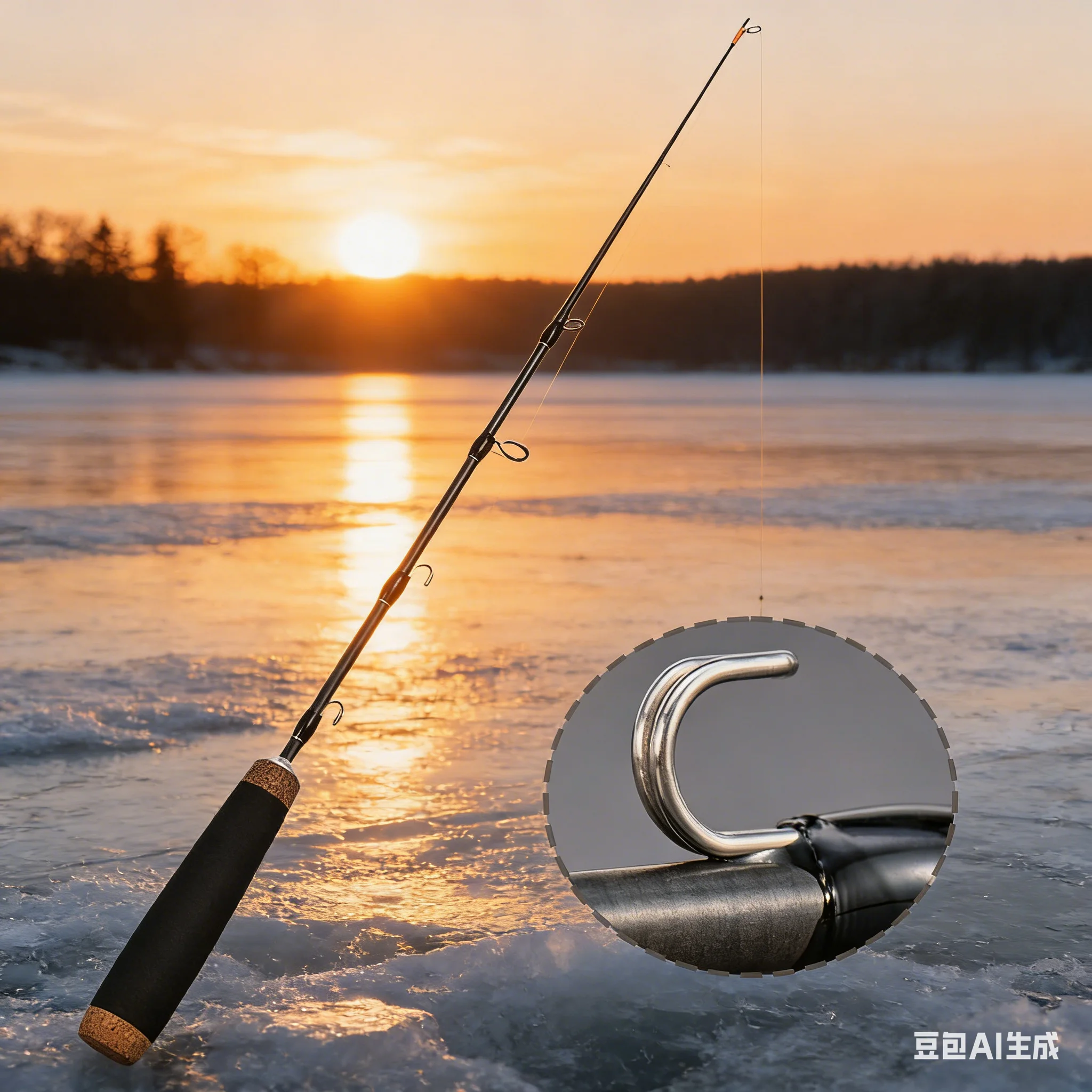 

50 см зимняя удочка для зимней удочки, 2-секционная телескопическая ручка с намоточной пряжкой, легкая удочка для зимней удочки, рыболовные снасти