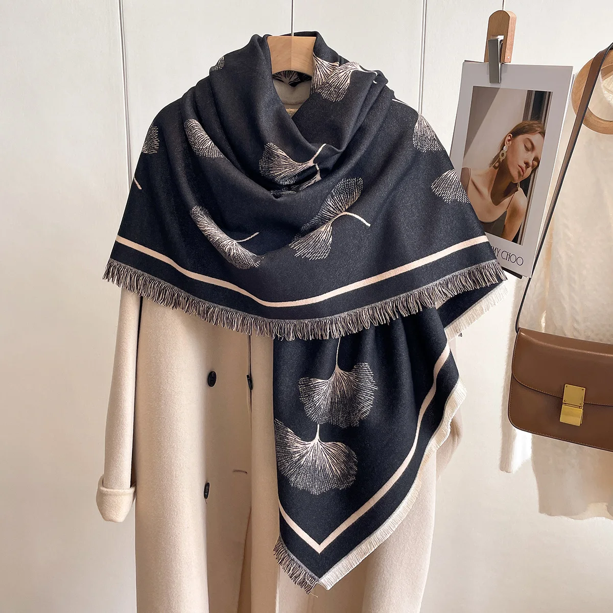 Neue Warme Winter Schal Kaschmir Frauen Pashmina Design Druck Schals Wrap Weibliche Dicke Decke Weiche Bufanda Stolen Mode Kopftuch – Detail 11