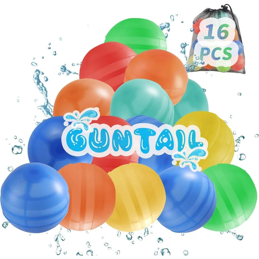 

16 шт. многоразовые водяные шары, быстрозаполняемые водяные бомбочки, силиконовые водяные шарики для детей от 3 до 12 лет, уличные водные шары для летней вечеринки, поставка