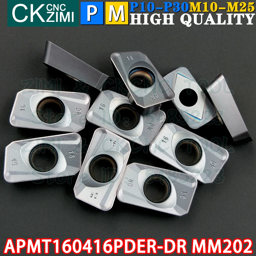 APMT160416PDER-DR MM202 APMT 160416 PDER MM202 Твердосплавная пластина Фрезерная пластина для уступа Инструмент APMT160416 PDER DR APMT1604 Токарный механический станок с ЧПУ со сменными пластинами Режущие инструменты