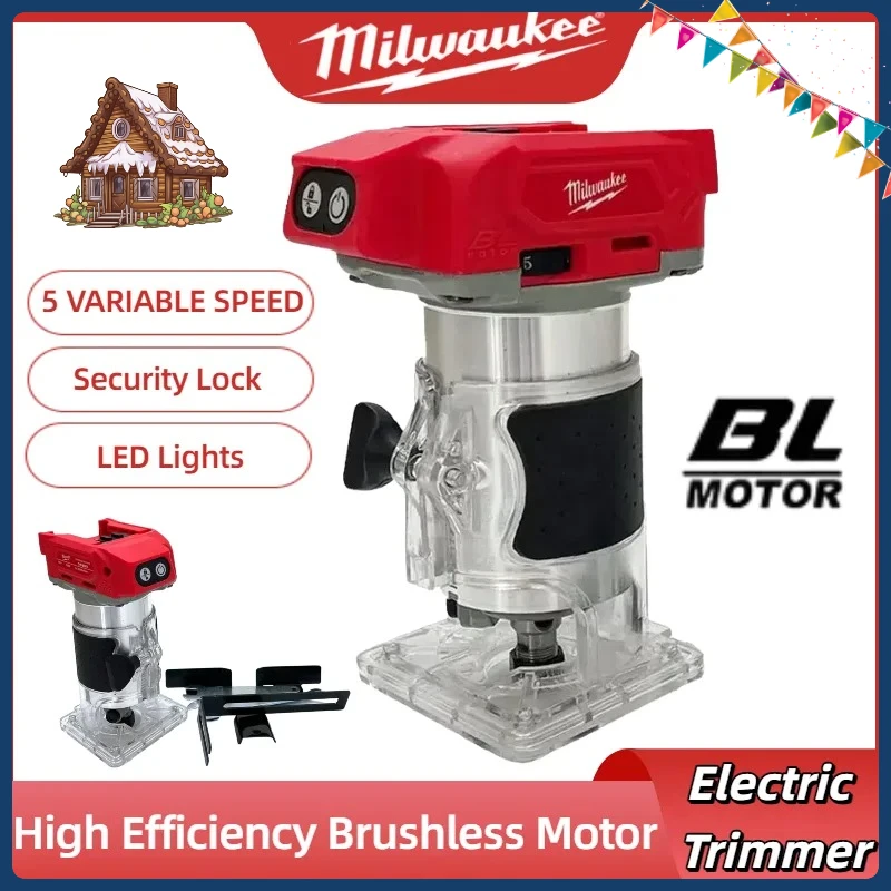 

Milwaukee 800W Electric Trimmer Wood Router 30000RPM Brushless Cordless Trimmer Wood Router Milling Engraving Slotting Tools