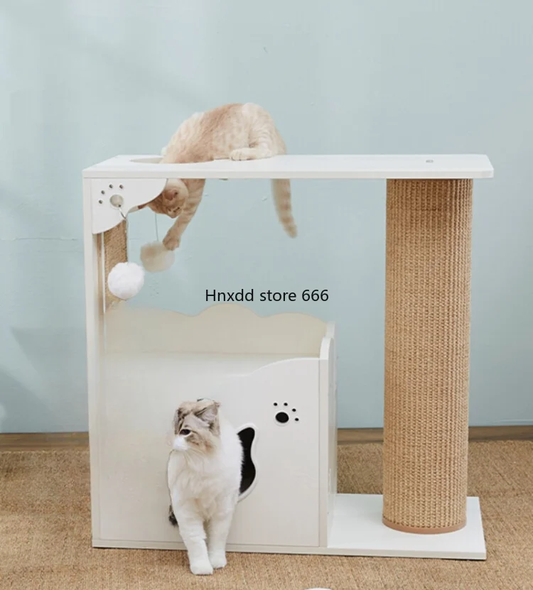 Two-story wooden cat climbing frame