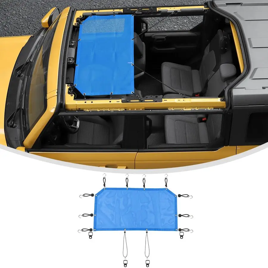 

Солнцезащитный козырек на переднюю панель свободы, совместимый с Ford Bronco amp Bronco Raptor 20212025, солнцезащитный козырек с сетчатым экраном для защиты верхней части B