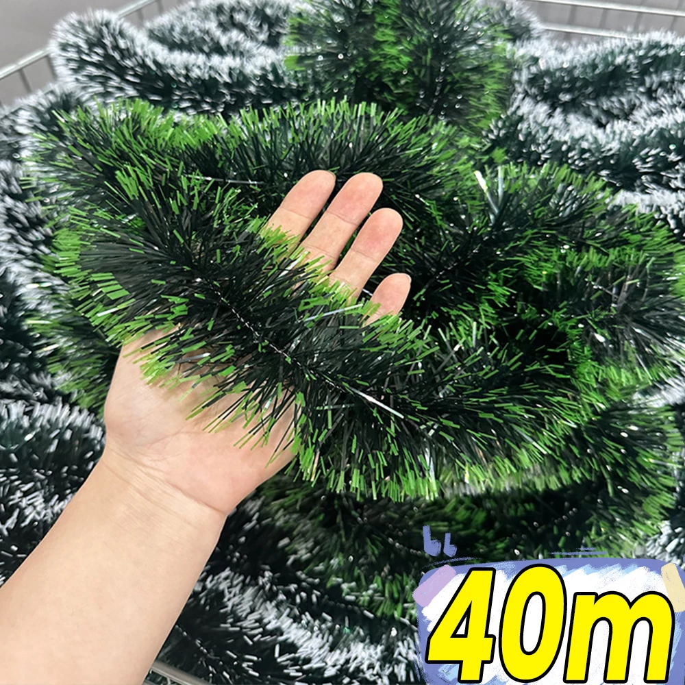 

40/2 м Рождественские ленты с мишурой, гирлянда, зеленый венок из трости, рождественская елка, подвесные подвесные украшения, товары для свадебной вечеринки, домашнего декора