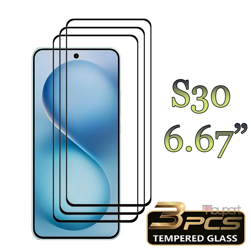 

3 Pcs For VIVO S30 Glass Screen Protector 9H Anti-Scratch Tempered Glass Full Cover