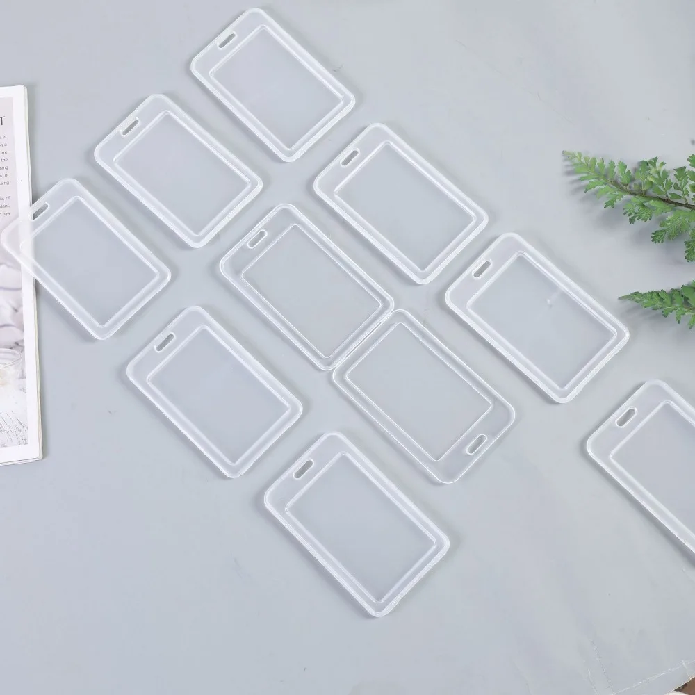 Durable Plastic Card Sleeves with Lanyard Transparent ID Card Protective Film Business Card Box