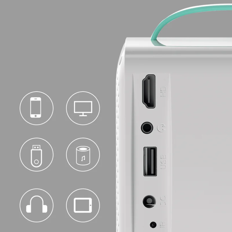 Salange Q2 แบบพกพา Mini โปรเจคเตอร์ภาพยนตร์หน้าจอเดียวกันสมาร์ทโฟน 640*480P สําหรับ Outdoor Camping โฮมเธียเตอร์เด็กของขวัญ