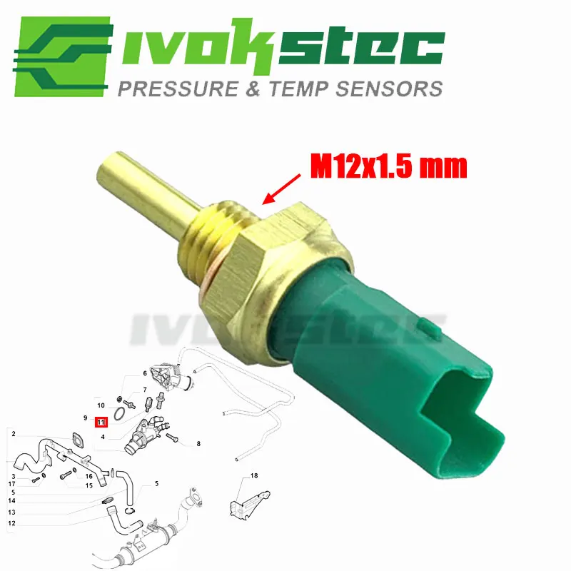 

M12x1.5 mm Coolant Temp Sensor For Fiat Panda Punto 1.2 16V Stilo Idea 1.4 16V Bravo Alfa Romeo 147 159 1.9 JTDM 16V 77363457