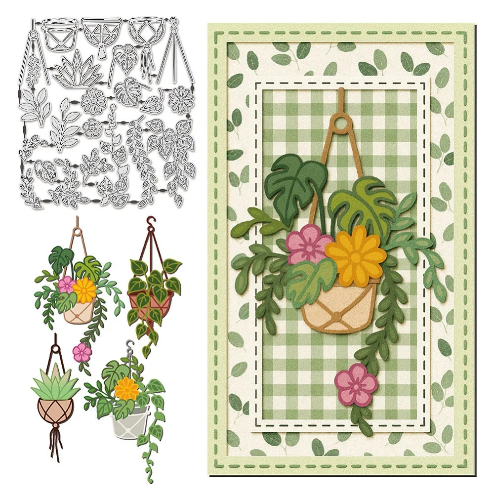 Schablonen aus Kohlenstoffstahl zum Schneiden von hängenden Pflanzen für DIY-Scrapbooking, Fotoalbum, dekorative Prägung, Papierkarten, Blumen