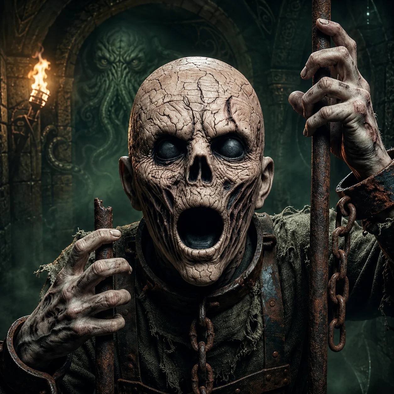 Halloween Latex Totenkopfmaske – Schreiende Zombie-Horrormaske für den ganzen Kopf – Gruselige Geister- und Gefangenen-Cosplay-Party-Kostüm-Requisite – Detail 2