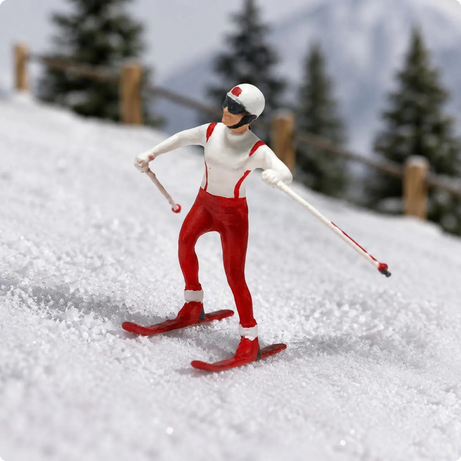 Winter Sport Miniature Skiing Figure Resin 1 to 64 Figurine Model Scene Decoration for Diorama Display