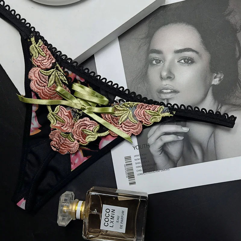 Spitzen-Rosen-String Damen-Slip Mädchen-Unterhose Blumen-Nahtloser G-String Unterwäsche Niedriger Bund Damen-Lingerie Intimwäsche