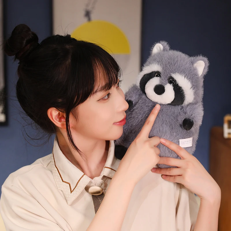 Artificial Fat Raccoon Plush Doll Grey Round Raccoon Animal Plush Toy Super Soft Christmas Gift For Boys And Girls