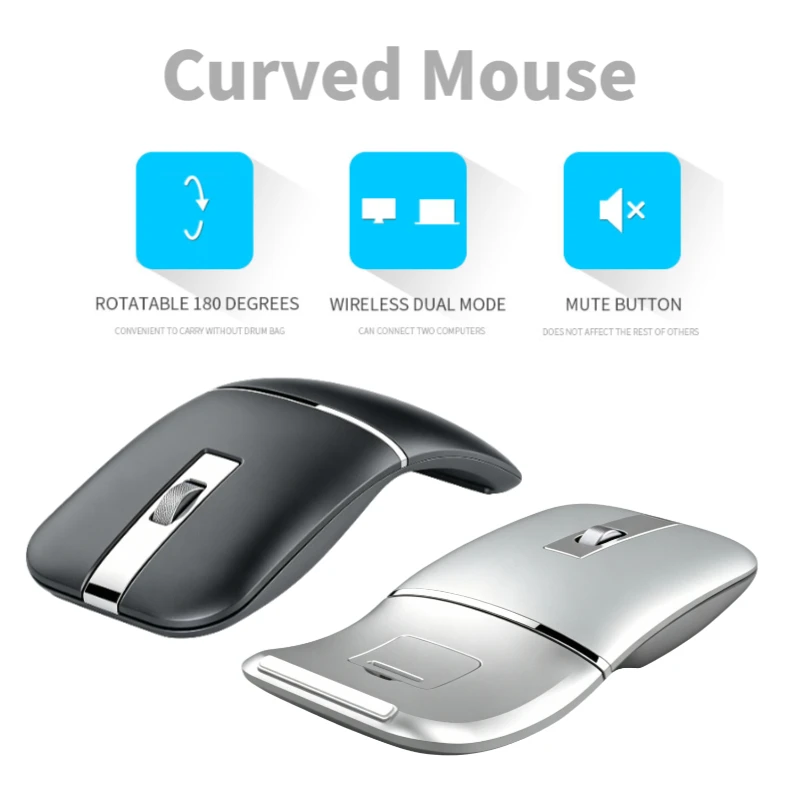Ergonomic Arc Wireless Mouse Bluetooth 2.4G Dual Mode Silent Rechargeable Mice Portable Travel Mouse For Mac Windows Laptop PC