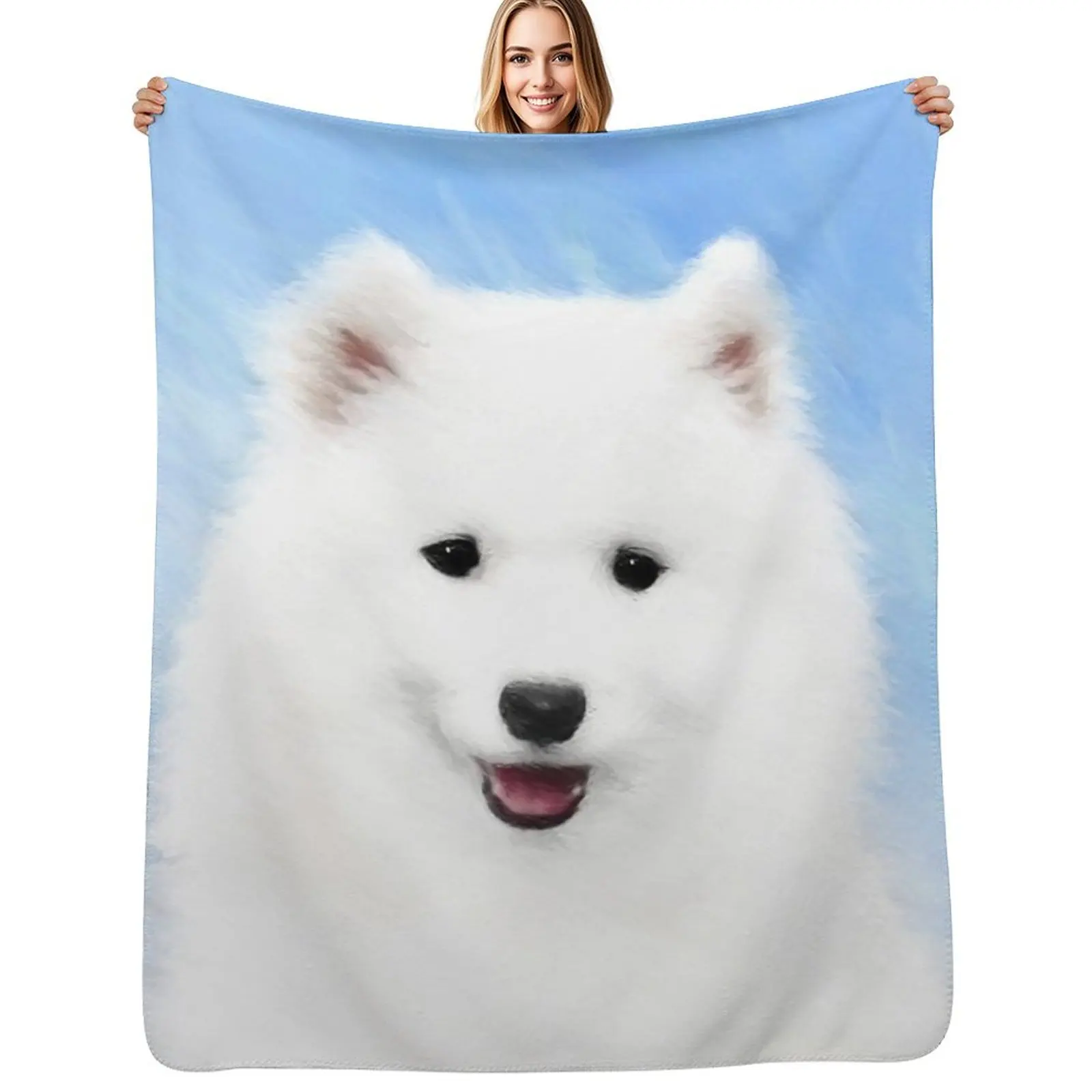 

Samoyed Puppy Throw Blanket Polar Tourist Thins funny gift Blankets