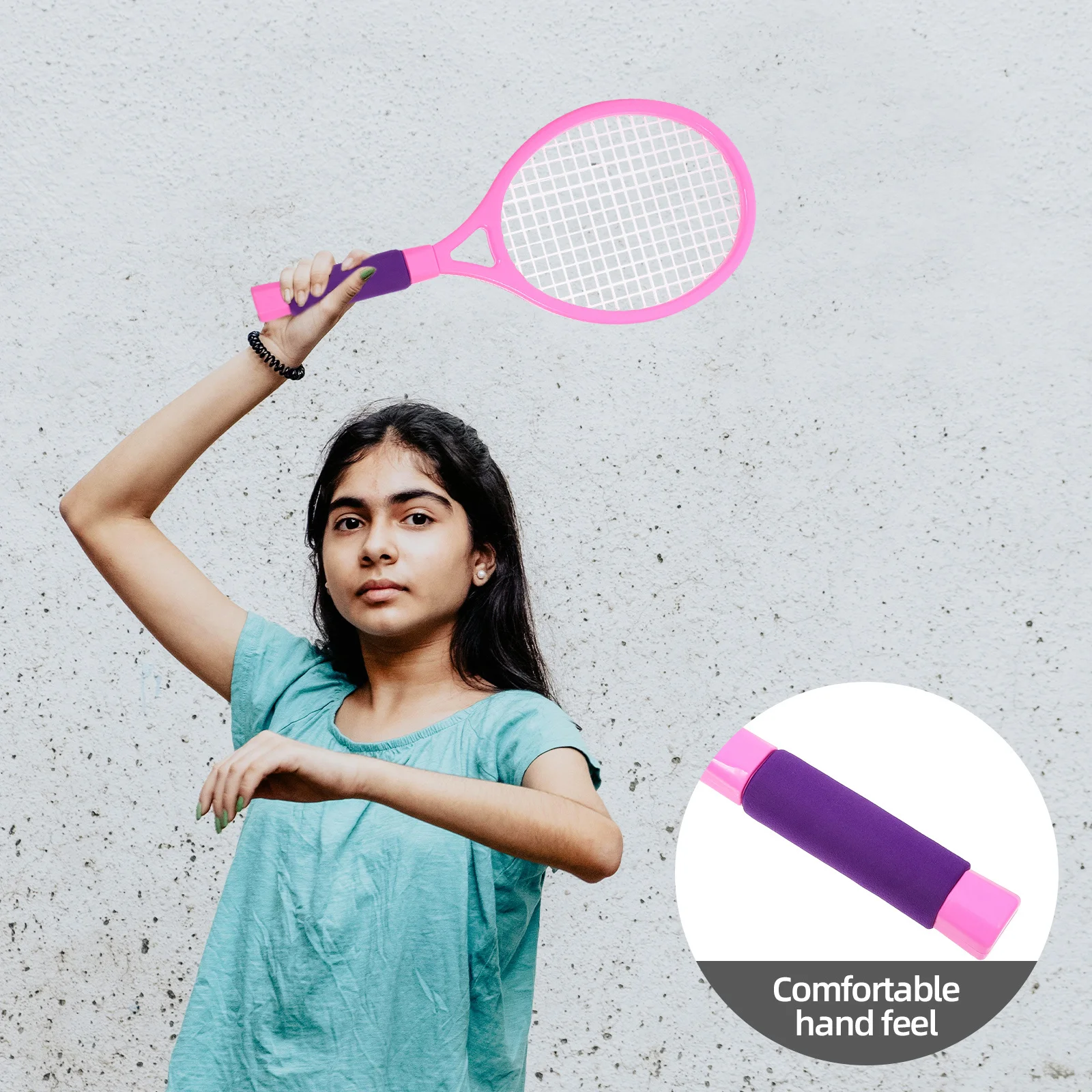 1Set Badmintonschläger mit Ball, Kinderschläger-Set, modisches Mesh-Design, tragbarer, verformungsfreier Griff für Eltern-Kind-Interaktion