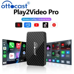 OTTOCAST Play2Video Pro Kablosuz Android Otomatik CarPlay Adaptörü Yeni Araba Aksesuarları TV Kutusu Youtuber için NetFlix Kia Audi için