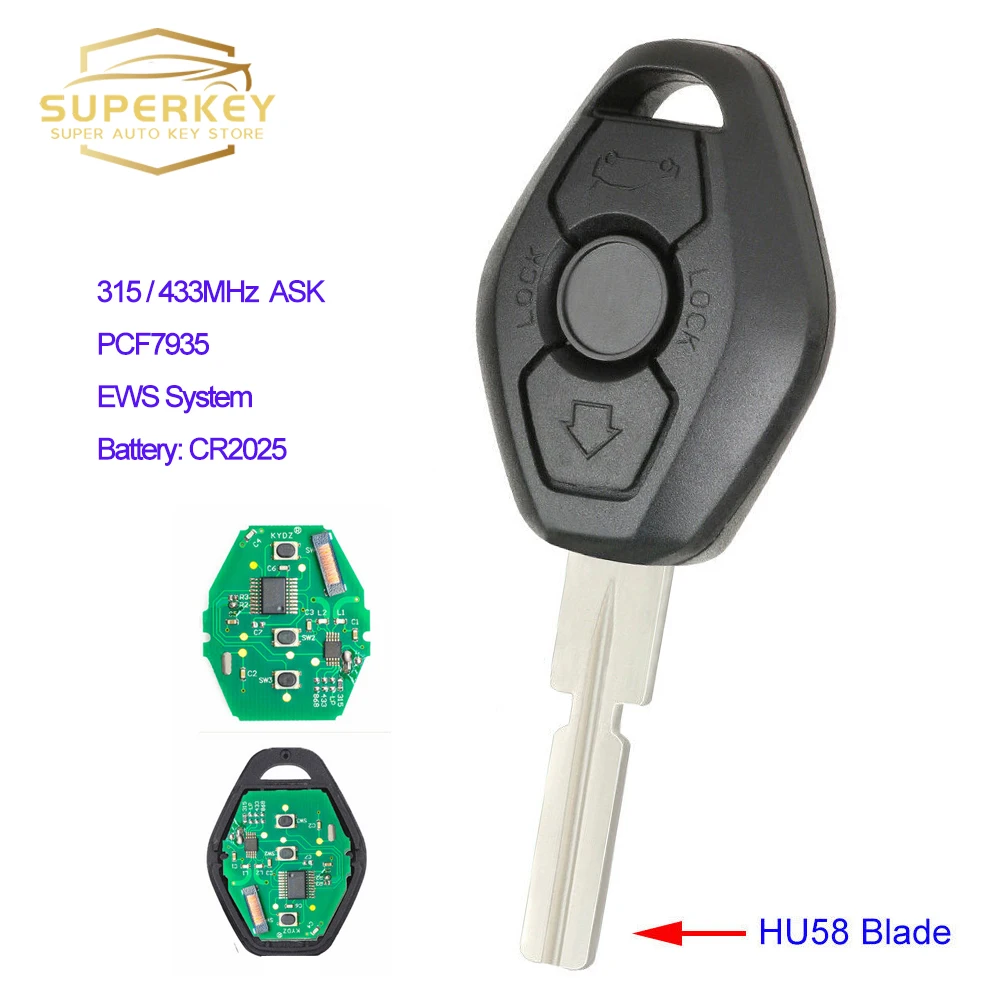 

SUPERKEY 3 Buttons EWS System Remote Key For BMW z3 5 6 7 Series with HU58 Blade