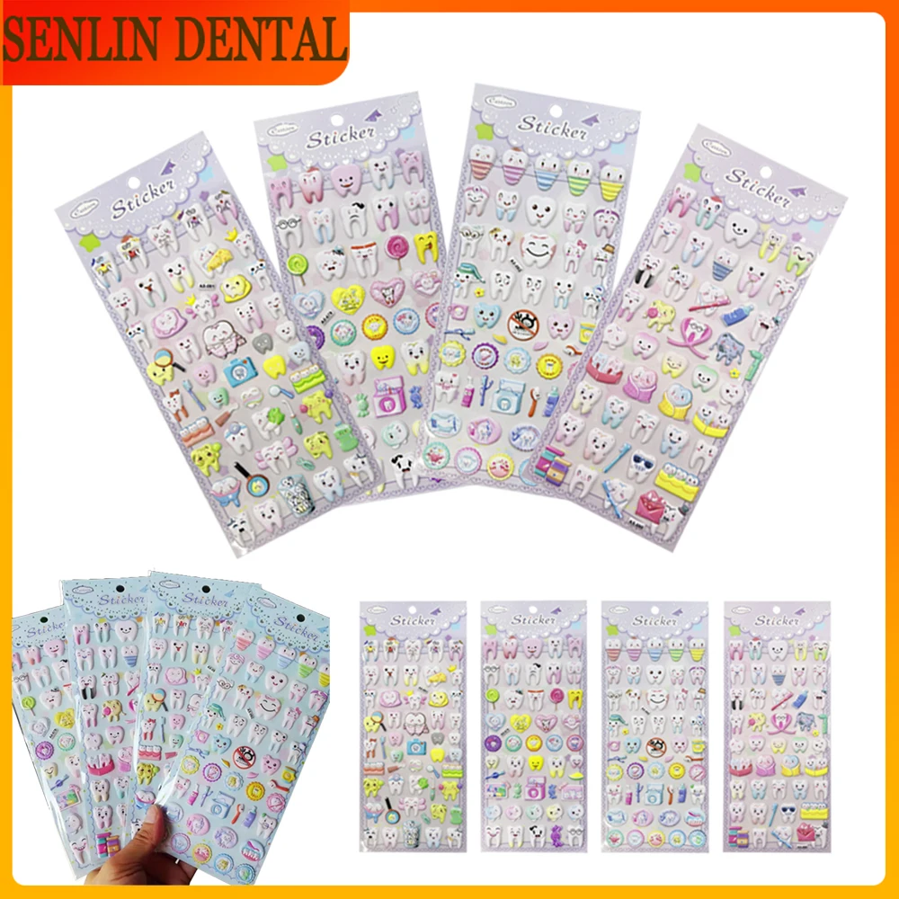 

4pc Cute Dental Tooth Shape Stickers Cartoon Cartoon Stickers Funny Toothbrush Teeth Decal Children Gift Dentistry Decoration