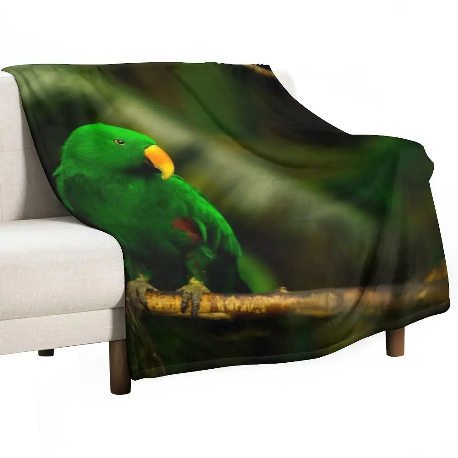 Exotic Bird Green Parrot Eclectus male Throw Blanket bed plaid Tourist Summer Beddings blankets ands Nap Bed linens Blankets