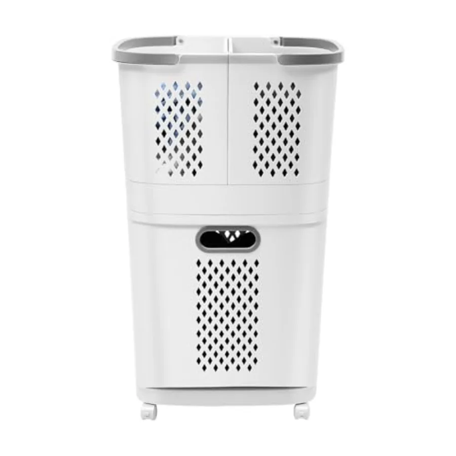 

3 Tier Laundry Hamper Basket Sorter with Wheels+Handle Movable Household Laundry Basket Large Hand-Held Laundry Basket Clothes