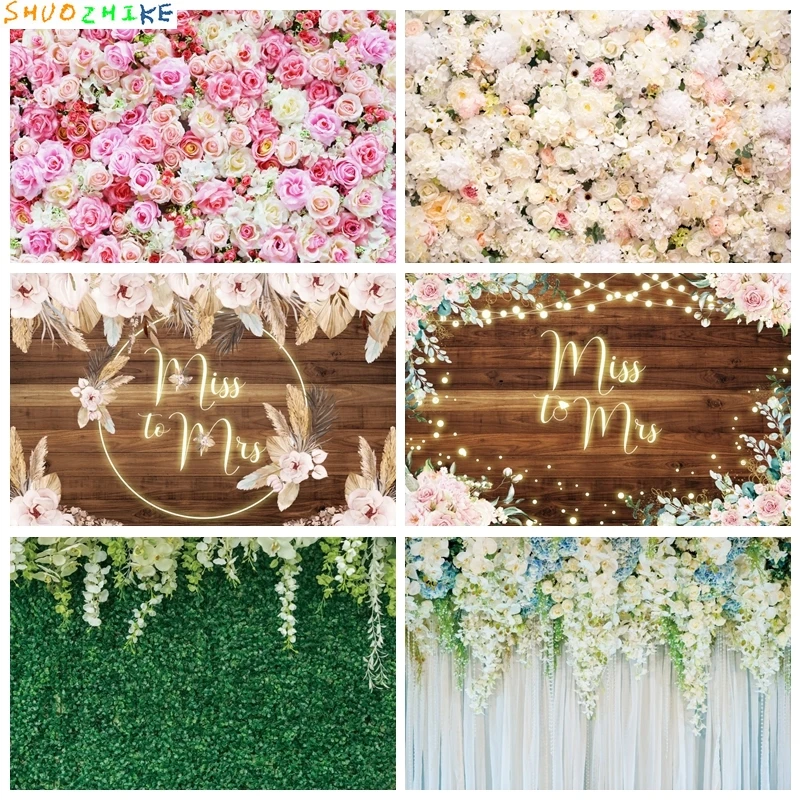 

Rustic Wooden Wall Backdrop Mr&Mrs Wedding Backdrops Flowers Baby Birthday Party Photography Background Photo Studio Props