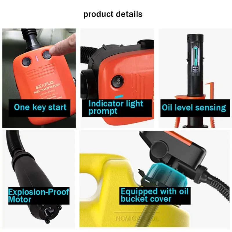 SEAFLO Electric 3.7V Lithium Battery Oil Pump+10l Oil Drum Suit Rechargeable 12.0lpm Oil Dispenser Pump