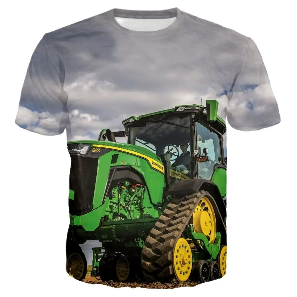 American Farm Tractor Summer 3D Printing Men\'s And Women\'s Casual Taste Personality Hip-Hop Short-Sleeved Round Neck Shirt Top