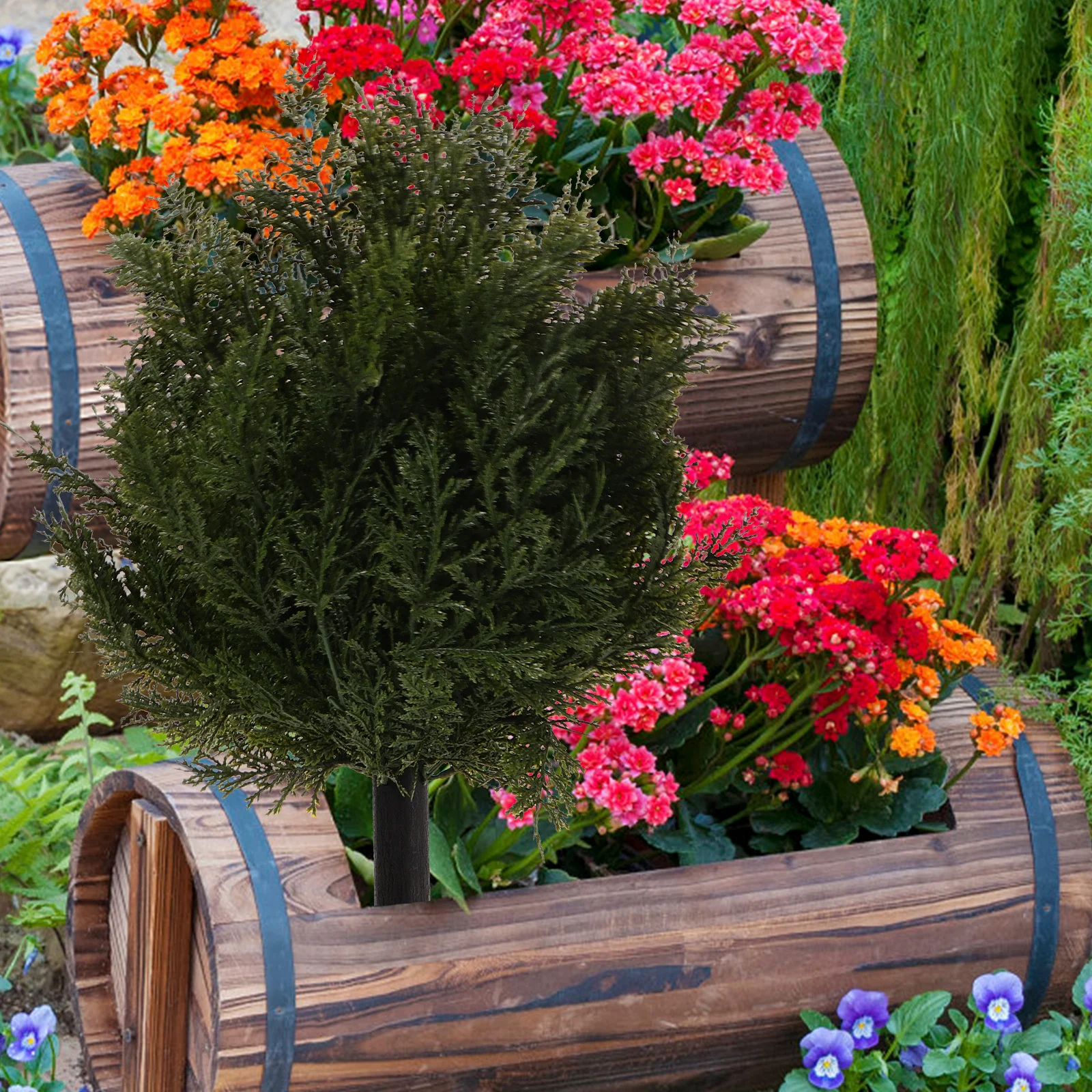 

1pcs Artificial Christmas Tree Ground Spike Realistic Faux Cypress Branches Weather Resistant Outdoor Indoor Garden Decor Fake