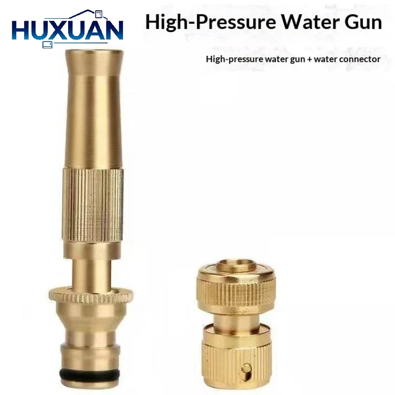 High Pressure Direct Spray Brass Water Nozzle Quick Connector Easy Operate for Home Garden Car Washing Pet Bathing