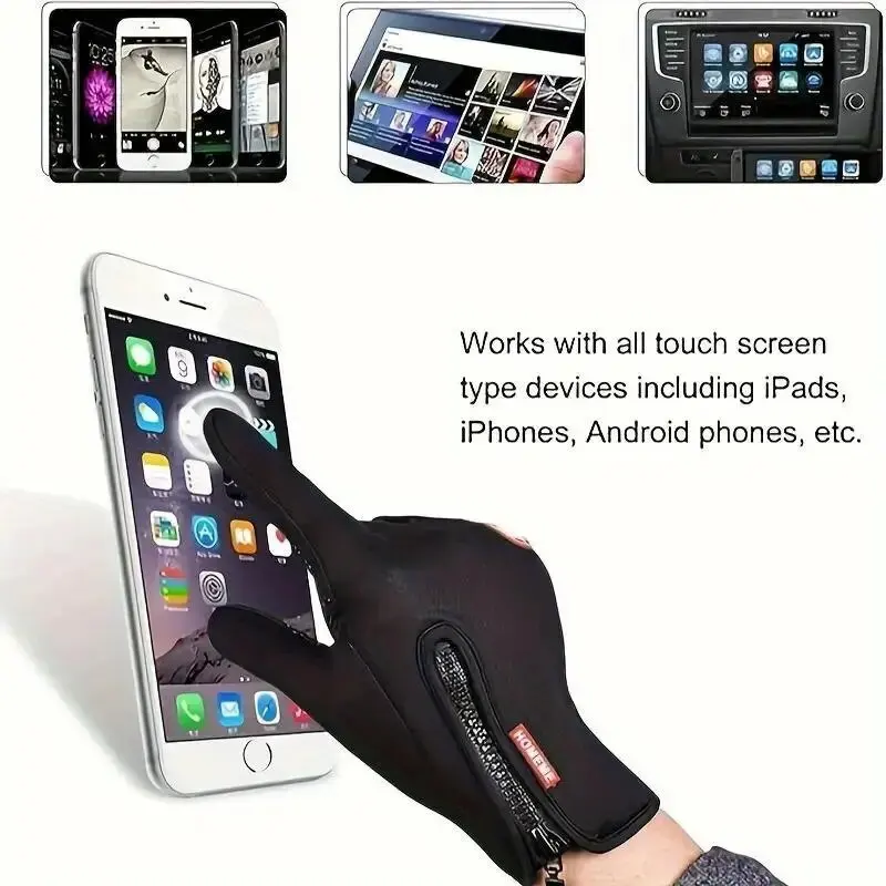 قفازات شتوية حرارية خفيفة الوزن تعمل باللمس متوافقة مع عدم الانزلاق لركوب الدراجات والجري قفازات مقاومة للماء للطقس البارد