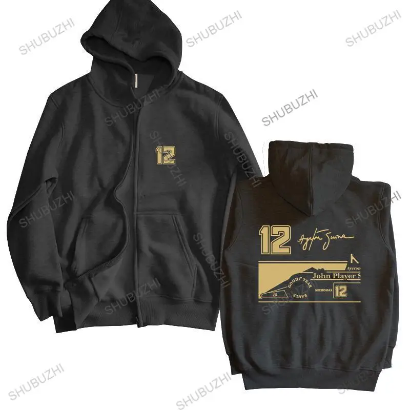 

cotton sweatshirt male hoodies Novelty Tops Ayrton Senna Jps Tribute hoodies 12 Signature shubuzhi men autumn winter zipper