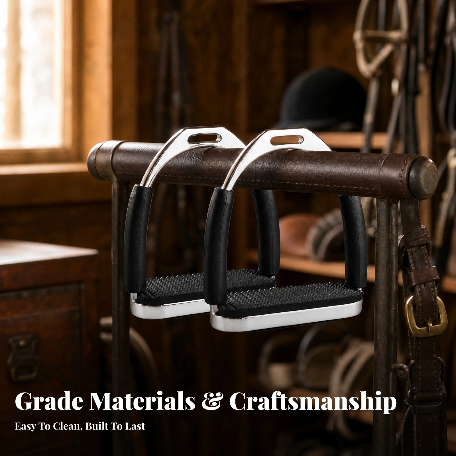 Stainless Steel Safety Stirrups Corrosion-Resistant Stainless Steel Stirrups with Treads Long-Lasting Rust-Proof