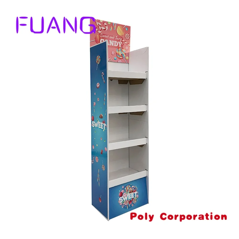 

Custom floor carton standing display holder cardboard store mini market shelves display racks store shelves candy display racks