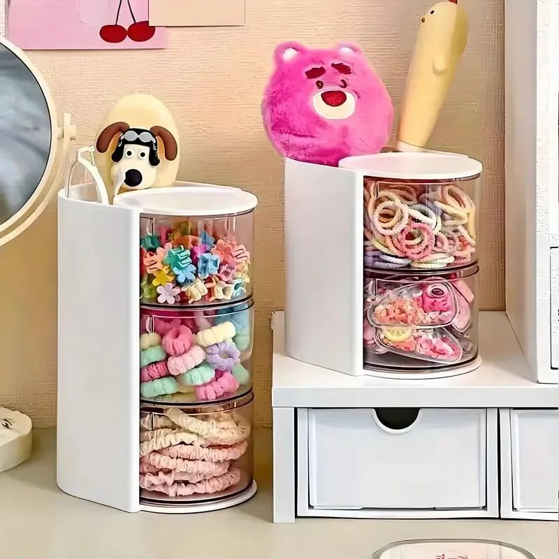 

Acrylic Hair Accessories Storage Box - Clear Desk Organizer, Hair Tie Headband Makeup Brush & Jewelry Holder