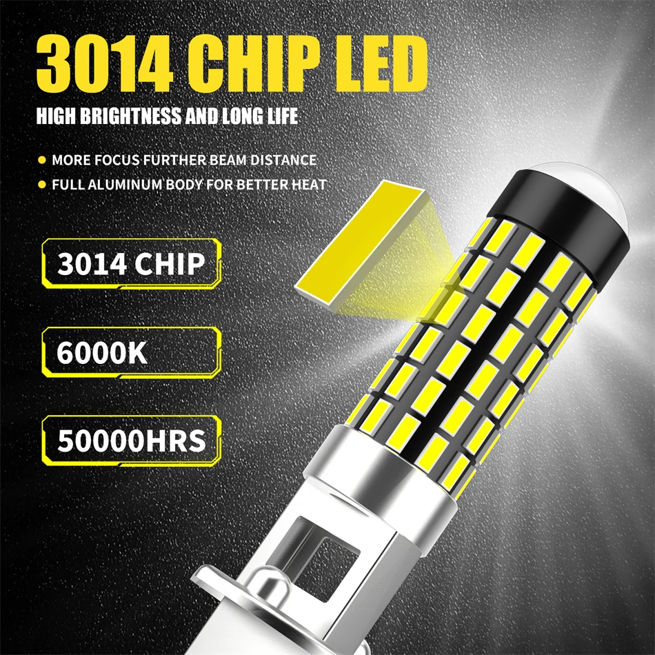 AILEO 2Pcs H1 LED Headlight Bulbs Led Lights Mini 1800LM 6000K CSP Super Bright High Low Beam for Car Fog Lamps 12V Automobile