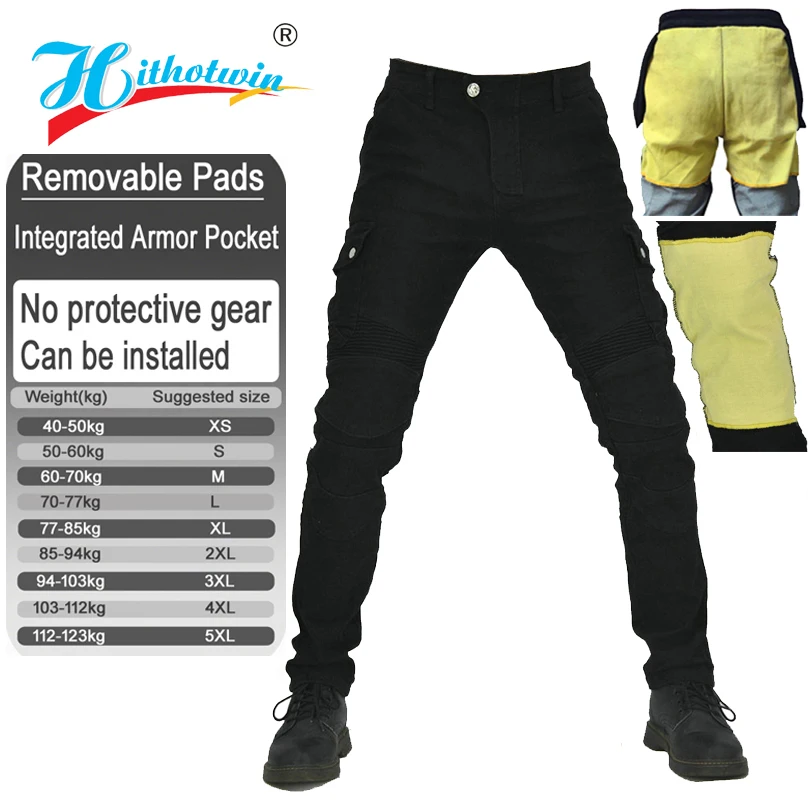 Aramid Motorcycle jeans riding pants for spring autumn motocross racing wear resistant with armor pockets armor not included 06