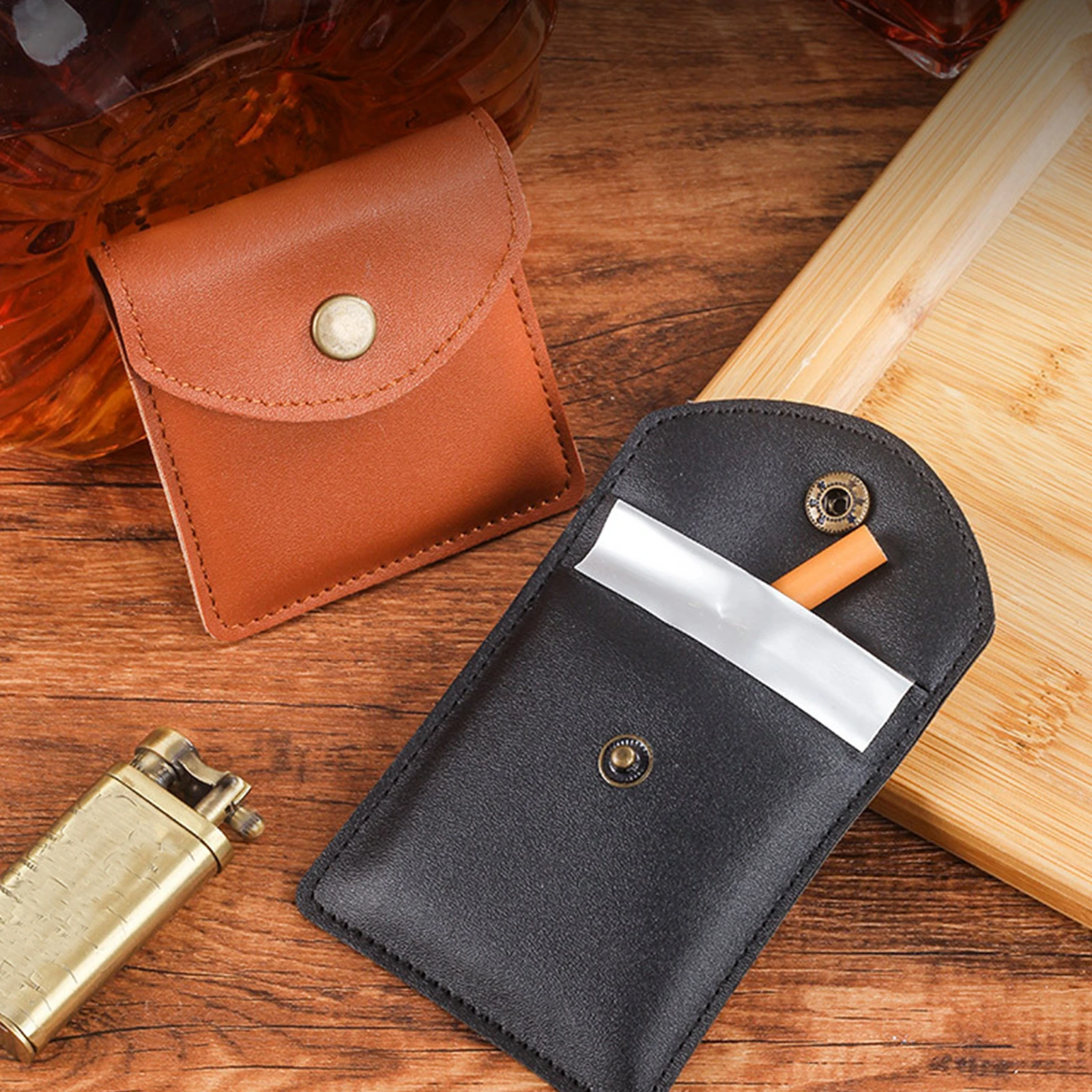 1pc, Ashtrays, Pocket Ashtray, Pouch Leather Premium Portable Ashtray, Outdoor Butt Disposal Bag, Cool Travel Ashtray