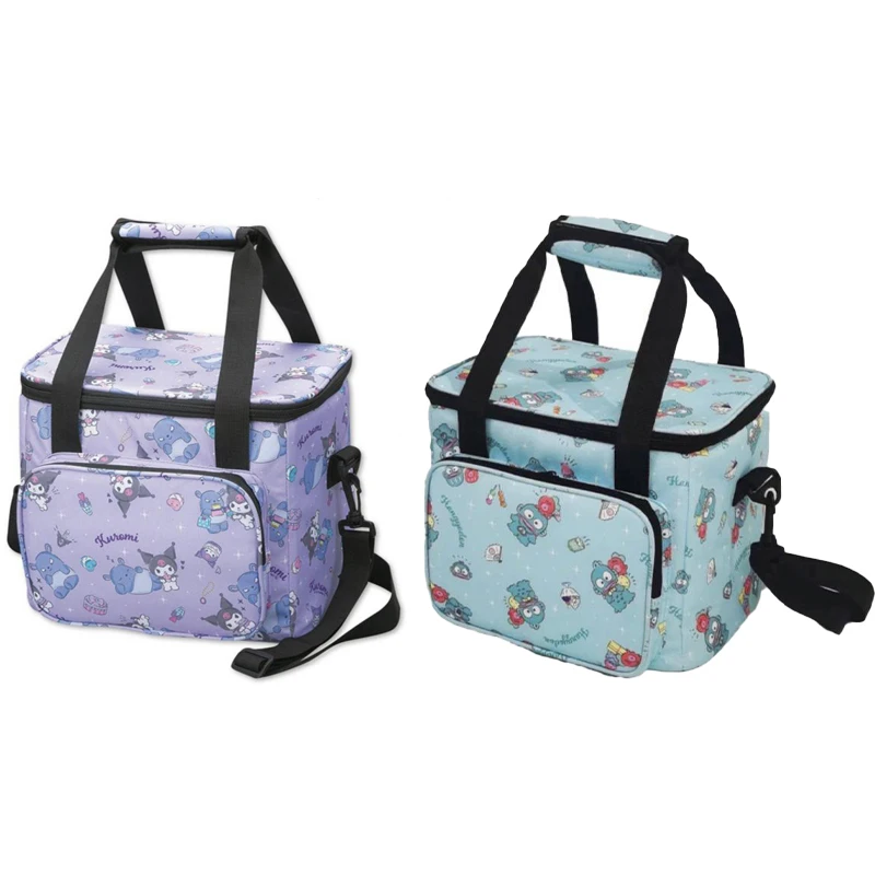 28Cm Kawaii Sanrios Anime Cartoon Japan Hangyodon Kuromi Cinnamoroll Nylon Cute Insulated Lunch Box Messenger Version Picnic Bag