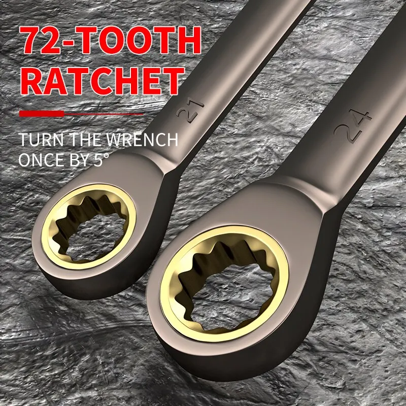 12pcs/6pcs Dual-use Ratchet Head Quick Wrench Set Hardware Tools 72 Teeth Wholesale 180 Degree Rotation